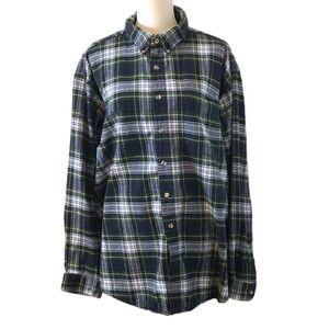 L.L. BEAN Shirt Men's Size XXL Green 100% Cotton USA Made VINTAGE Flannel